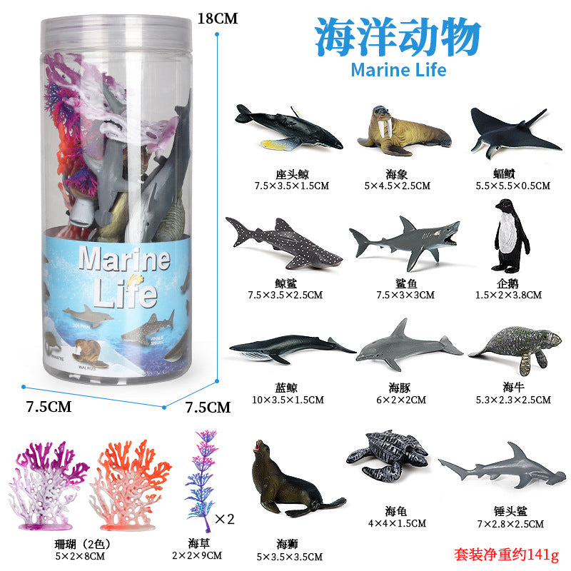 Mini Modelo Animal Fazenda de Vida Selvagem Aves Dinossauro Oceano Conjunto Animais da Planície Crocodilo Pinguim Insetos Brinquedos Micro Modelo Balde