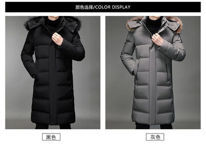 Mens Thickened Down Jacket -30 Winter Warm Down Coat 2025 New Men Fashion Long White Duck Hooded Down Parkas Snow Plus Size 5XL