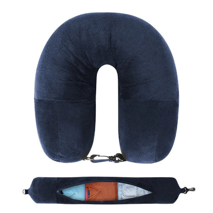 Neck Pillow Travel Pillow Sleeping Pillows Bag with Fillable Cover U Shaped Velvet Pillowcase Storage for Airplane cylinder