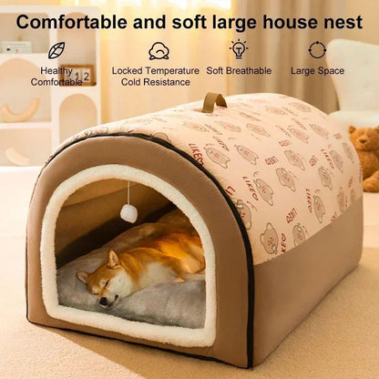 Casa de Cachorro Quente de Inverno Cama para Dormir para Animais de Estimação Destacável para Cães e Gatos de Pequeno e Médio Porte Canil Macio Antiderrapante Ninho para Filhotes e Gatinhos