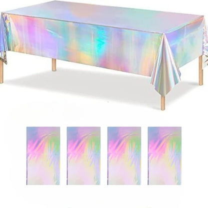Tablecloth For Table Nappe De Table Tablecloth Birthday Iridescent Disco Party Decor Shiny Laser Holographic Disposable Covers