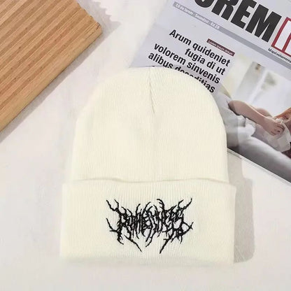 Toucas de Inverno Quentes para Mulheres e Homens, Chapéus de Malha Estilo Gótico Punk de Rua, Bonés de Malha 100% Algodão, Moda, Mantenha-se Aquecido, Toucas e Gorros