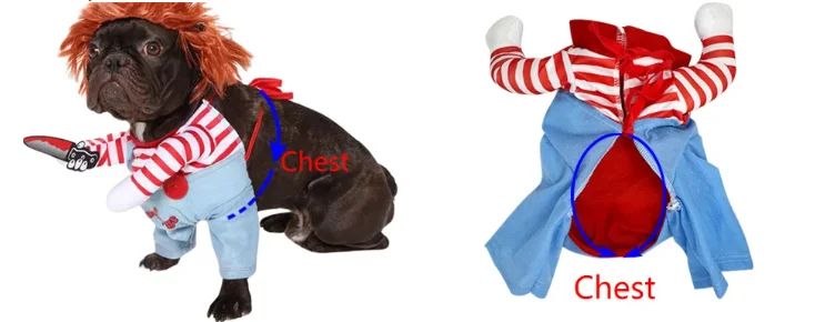 Dog Halloween Costume Pet Deadly Doll Chucky Dogs Costume with Wig, Dog Costumes for Medium Dogs Funny Party Cosplay Halloween