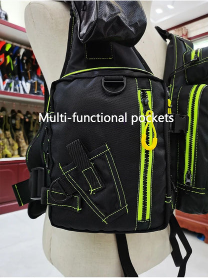 Colete Salva-Vidas Multifuncional Para Pesca ao Ar Livre Um Item Essencial para Segurança Múltiplos Bolsos Para Armazenamento Material Flutuante