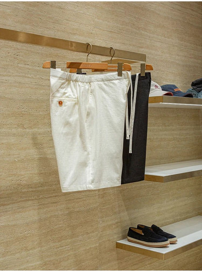 Ramie cotton blend comfortable and breathable summer drawstring casual linen shorts