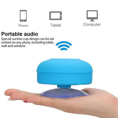Caixa de Som Bluetooth Sem Fio Impermeável Com Ventosa para Carro e Chuveiro