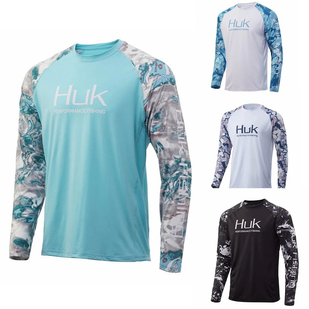 HUK Fishing Shirts Long Sleeve Uv Protection Clothing Mens Outdoor Summer Jersey Upf 50 Clothes Performance Breathable Fishing