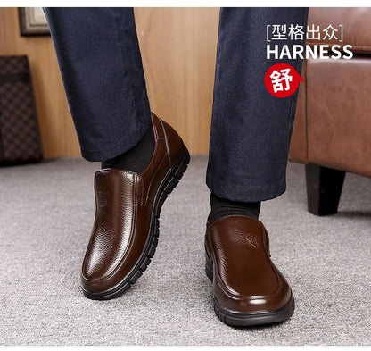 Men Genuine Leather Businenss Loafers Handmade Shoes Non-slip Man Flat Driving Walking Man Soft Luxury Dad Dress Office Shoes