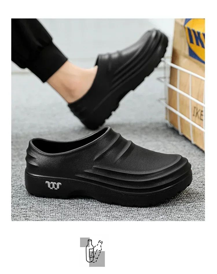 New Men's Casual Sandals Summer Chef Shoes Non-slip Fashion Trend Oil-resistant Work Shoes Outdoor Indoor Lazy Slippers