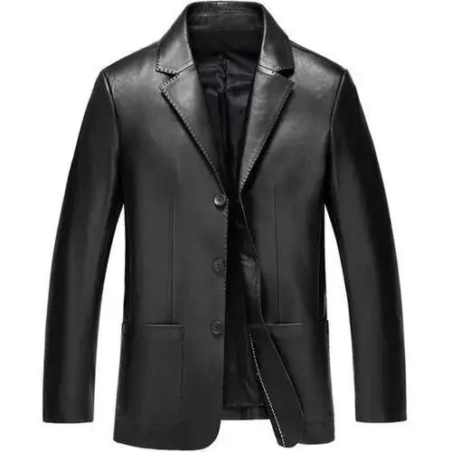 Thin Men's Suit Jackets Coat Short Cropped Male Blazer Leather Slim Fit Premium Simple Breasted New In Fashionable Elegant