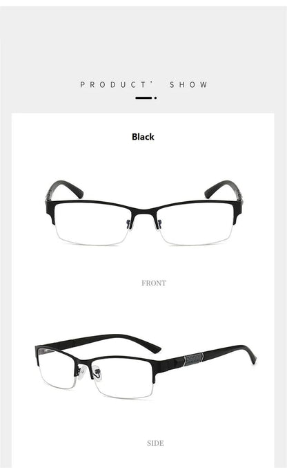 Óculos de Leitura Masculino Feminino de Alta Qualidade Meio Aro Dioptria Óculos de Grau Negócios Masculino Presbiopia Lentes De Leitura Mujer