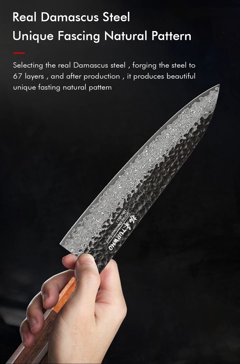 TURWHO 1-5PCS Kitchen Knives Set Hand Forged Damascus Steel Japanese Handmade Chef Knife Cleaver Santoku Utility Cooking Tools