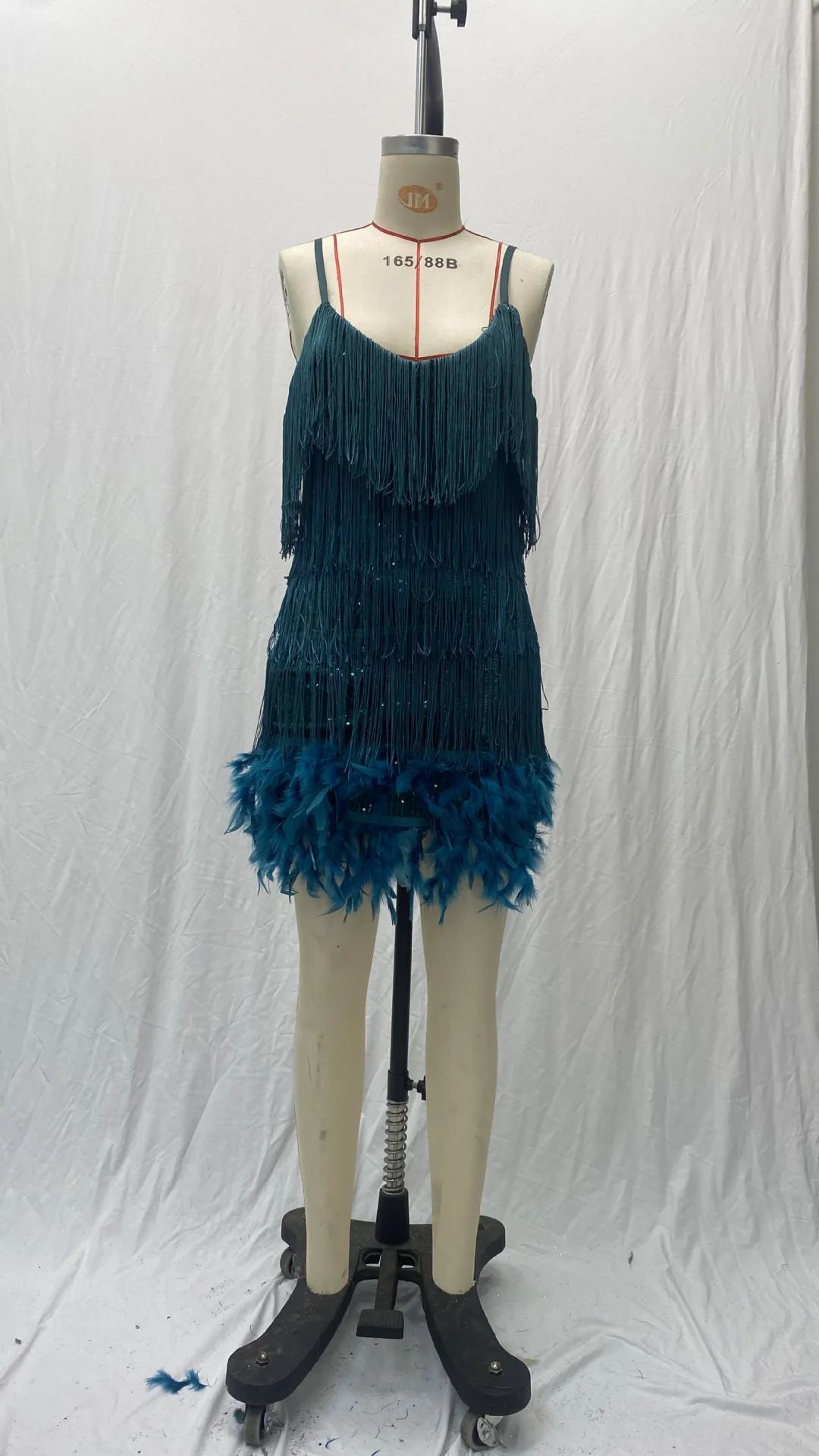 2024 Summer New Fashionable Framed Sequins Feather Patchwork Dress Colorful Amazon Direct Sales Women's Sleeveless Dress