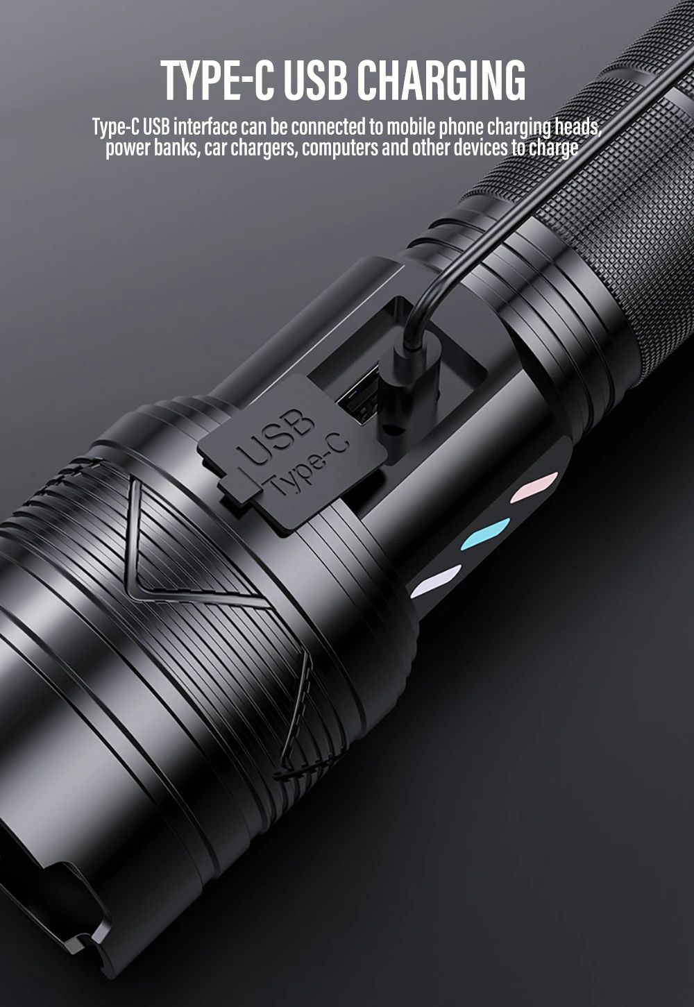 800000lm High Power Strong Light Long Range LEP Flashlight USB Charging 26650 Battery Outdoor Telescopic Zoom Super Bright Torch