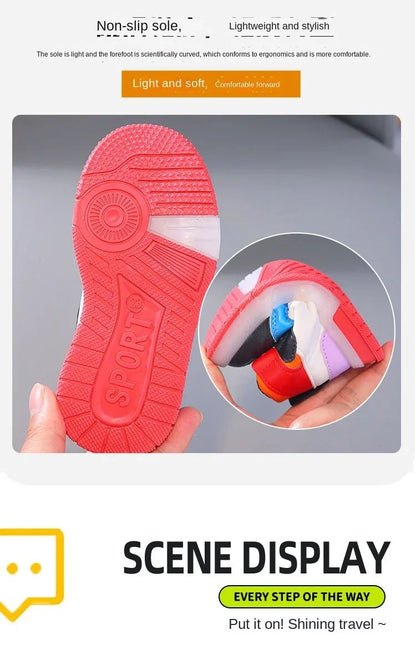 2024 Disney Children's Led Light Shoes Fashion Mickey Mouse Boys Sneakers Girls Cartton Casual Shoes Breathable Kids Sport Shoes