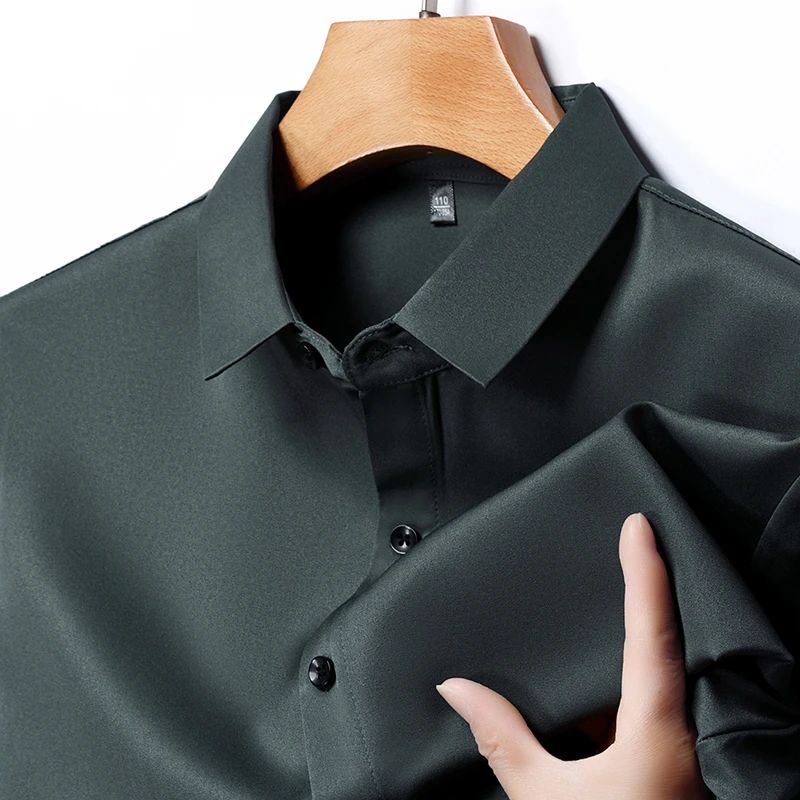 New Men's Business Casual Short Sleeved Solid Color Shirt Wrinkle Resistant Wrinkle Free Comfortable All Season Versatile Top