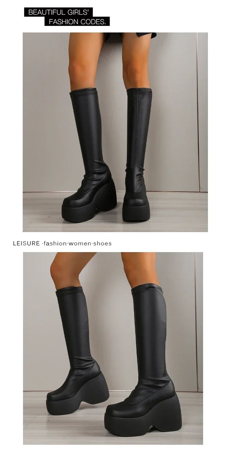 2024 Brand New Gothic Style Sexy Elegant Chunky Platform Women Ankle Boots Big Size 43 Walking Comfy Woman Shoes Platform Shoes