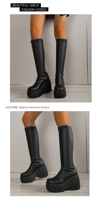 2024 Brand New Gothic Style Sexy Elegant Chunky Platform Women Ankle Boots Big Size 43 Walking Comfy Woman Shoes Platform Shoes