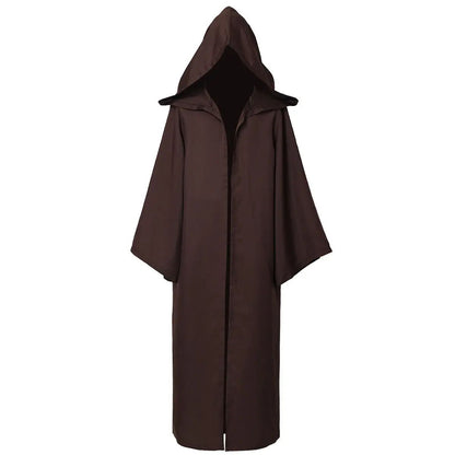 Mens Knight Brown Cloak Robe Hooded Cloak Costume Halloween Cosplay Hood Cloak  anime cosplay  cosplay costumes