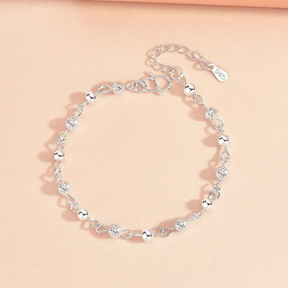 Pulseira de Luxo Coração Vazado Prata 925 Zircônia para Mulheres Joias de Festa Presentes de Moda Coreana Doce e Estilosa