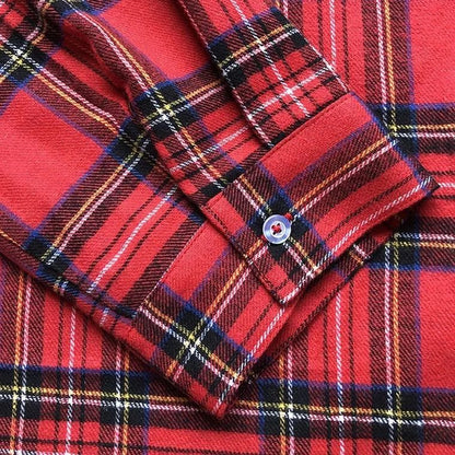Scottish Red Plaid Shirt Luxury Hong Kong Style Vintage Loose Fit Women's Button up Shirt Polo Collar Full Sleeve Slim Fit