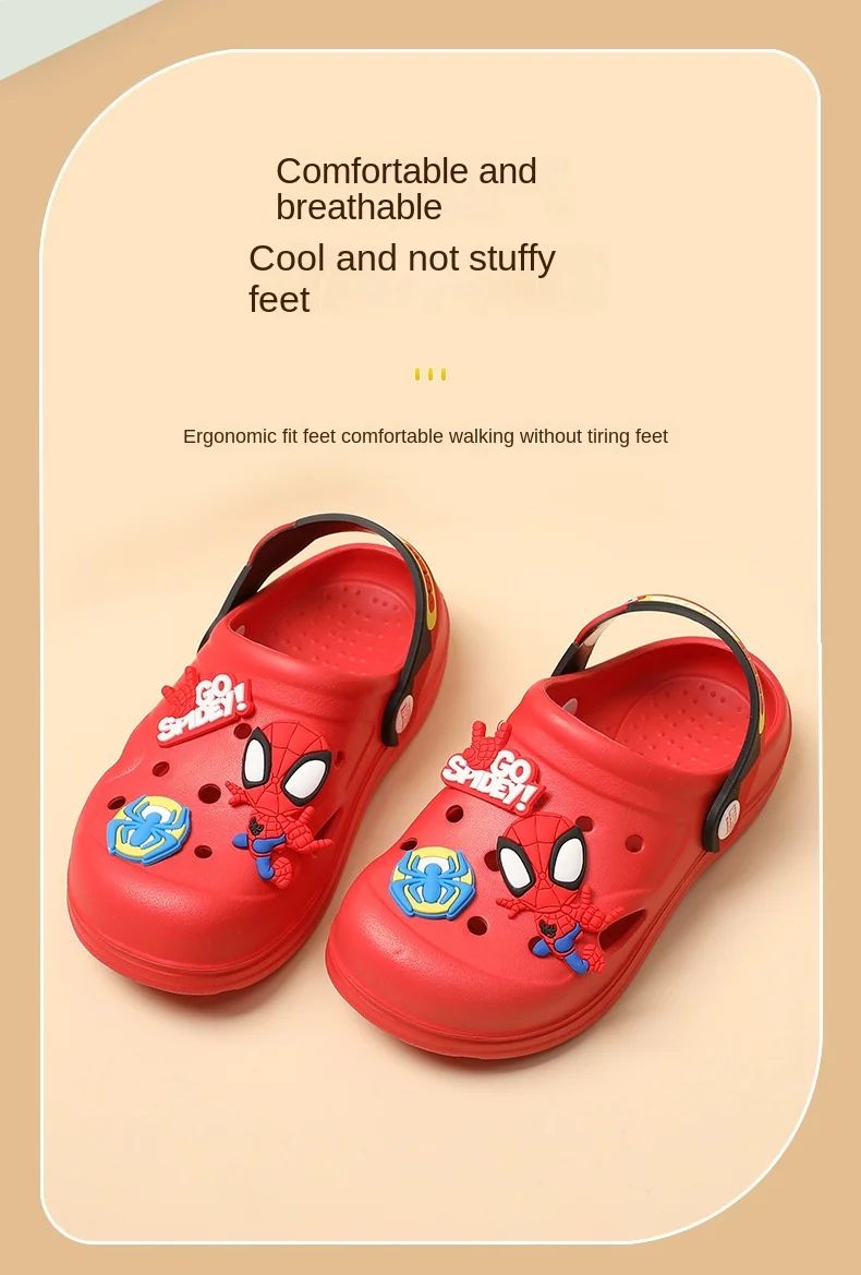 Disney Children's Hole Slipper Summer Boy Fashion Cartoon Spiderman Sandals Kids Beach Shoes Soft Bottom Toddler Home Slipper