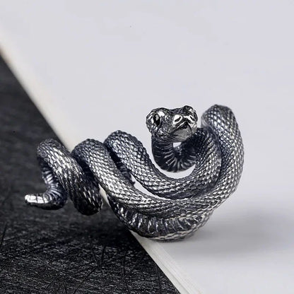 Colar de Pingente de Caveira Demoníaca Enrolada de Cobra Gótica Vintage para Homens Meninos Festa de Rock Halloween Joia de Presente