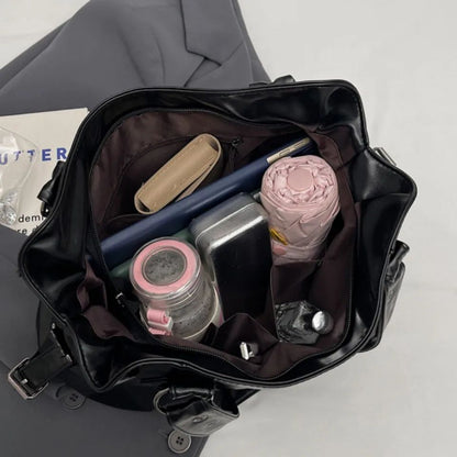 Retro Brand Roomy Shoulder Bag Female Luxury Solid Color Classic Crossbody Bag Large Capacity Style Soft PU Leather Tote Bag