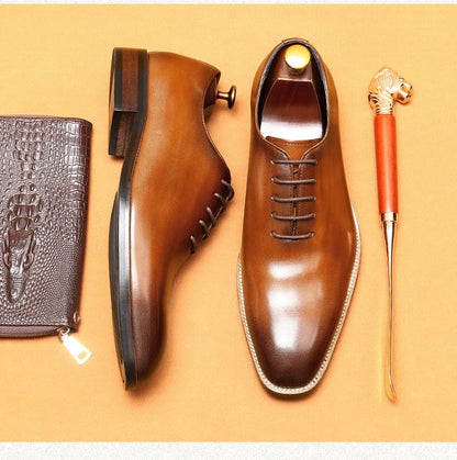 Italian Men's Formal Shoes Luxury Genuine Leather Handmade Quality Comfortable Elegant Black Wedding Social Oxfords Shoes Man