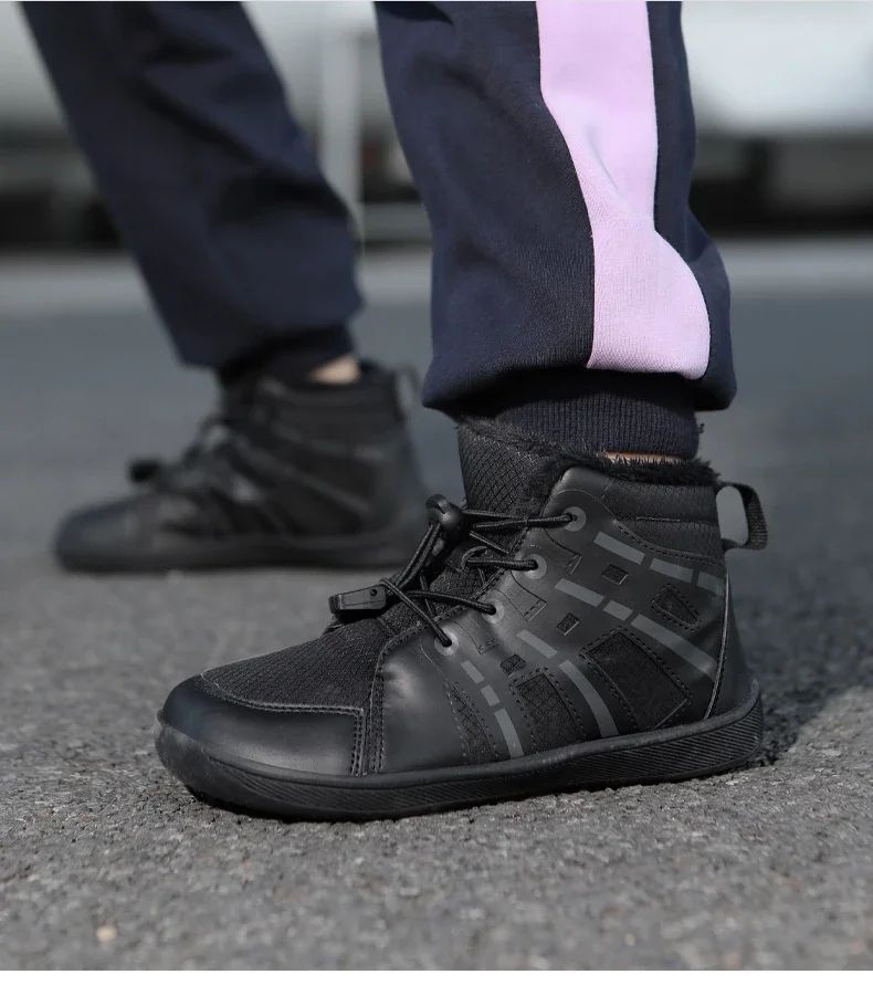 Fashion Kids Snow Boots Wide ToeBox Shoes Kid's Waterprof Barefoot Sneakers Boys Girls Warm Cotton Lightweight Non-slip Sneakers