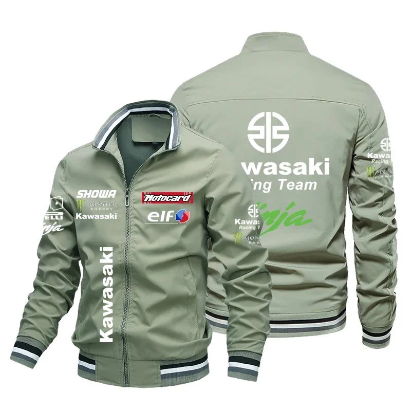 2025 Hot Selling Kawasaki Men's Cycling American Racing Hoodie Jacket Motorcycle Jacket Loose Casual Plus Size Men's Racing Jack