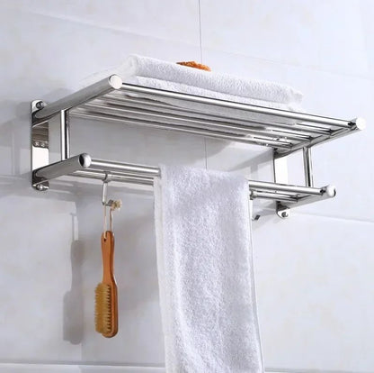 40/50/60cm Towel Rack with  Movable Hooks Steel Bathroom Kitchen Towel Holder Wall Mounted Towel Rack for Home Hotel Accessories