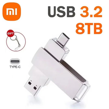 Xiaomi 16TB USB 3.2 Flash Drive 520MB/s High Speed 2 in 1 Type C OTG Pen Drive Waterproof Large Storage for Phone Computer PC