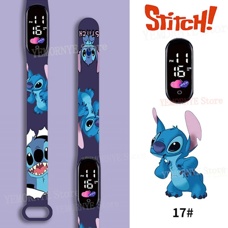Relógios Digitais Infantis Disney Stitch Figuras de Anime LED Touch Luminoso Relógio Digital Esportivo Infantil à Prova D'Água Brinquedos de Aniversário