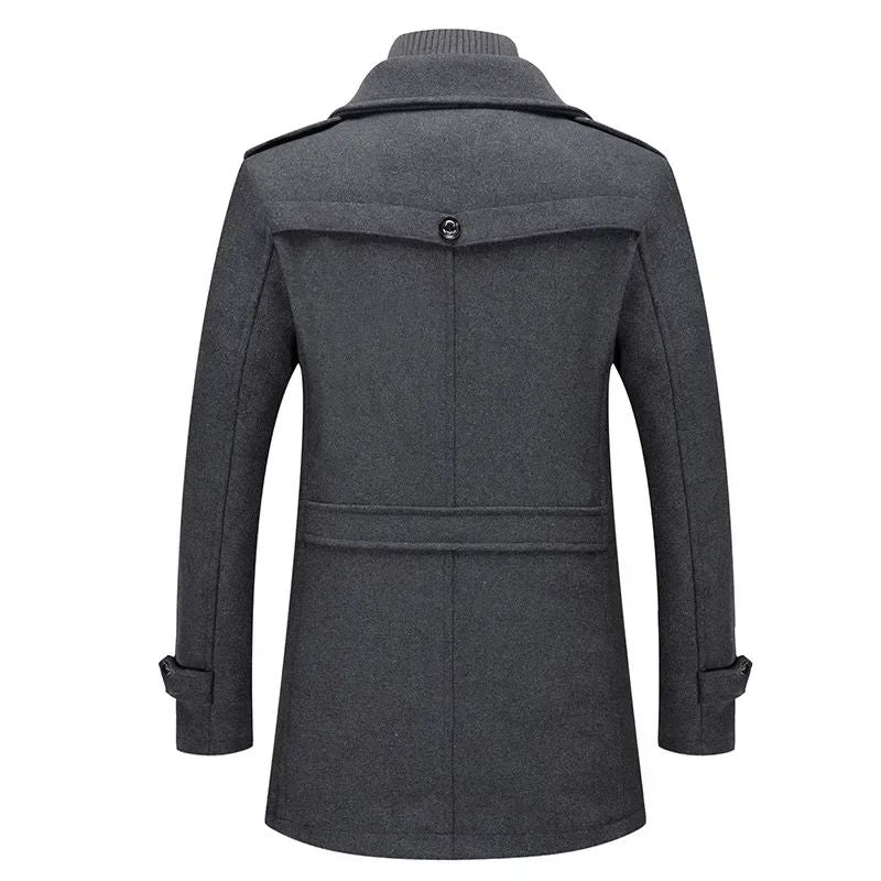 Overcoat 4XL Autumn Winter Mens Wool Trench Coats Fashion Middle Long Jacket Male Double Collar Zipper Coat Windbreak Woolen