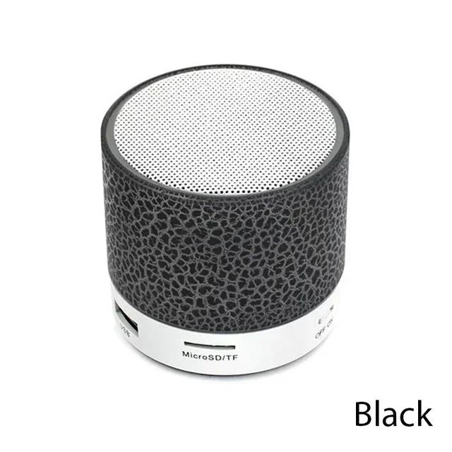 Mini alto-falante Bluetooth sem fio com LED rachado, cartão SD, USB, subwoofer, portátil, MP3, coluna de som para PC e celular