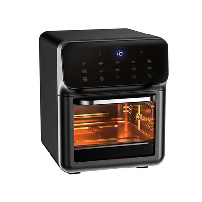 Fritadeira Elétrica de Ar 12L Forno de Convecção de Grande Capacidade Fritadeira Sem Óleo Cozinha 360° Cozedura Janela Visível Eletrodoméstico