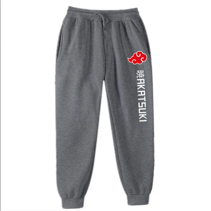 Calças de Moletom Akatsuki de Anime Mais Vendidas Calças de Lã Estampadas de Moda Masculinas Femininas para Corrida Hip Hop Roupas de Rua S-3GG