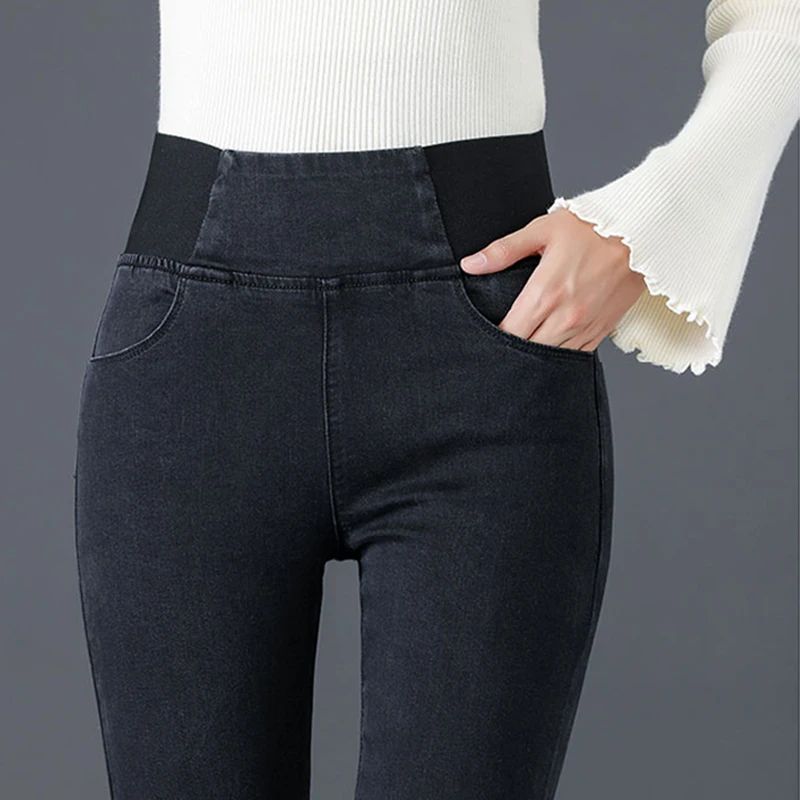 PTKPCC New Elastic Waist Skinny Jeans Women Spring Slim Stretch Denim Pants Vintage Pencil Vaqueros Mom Pantalones De Mujer