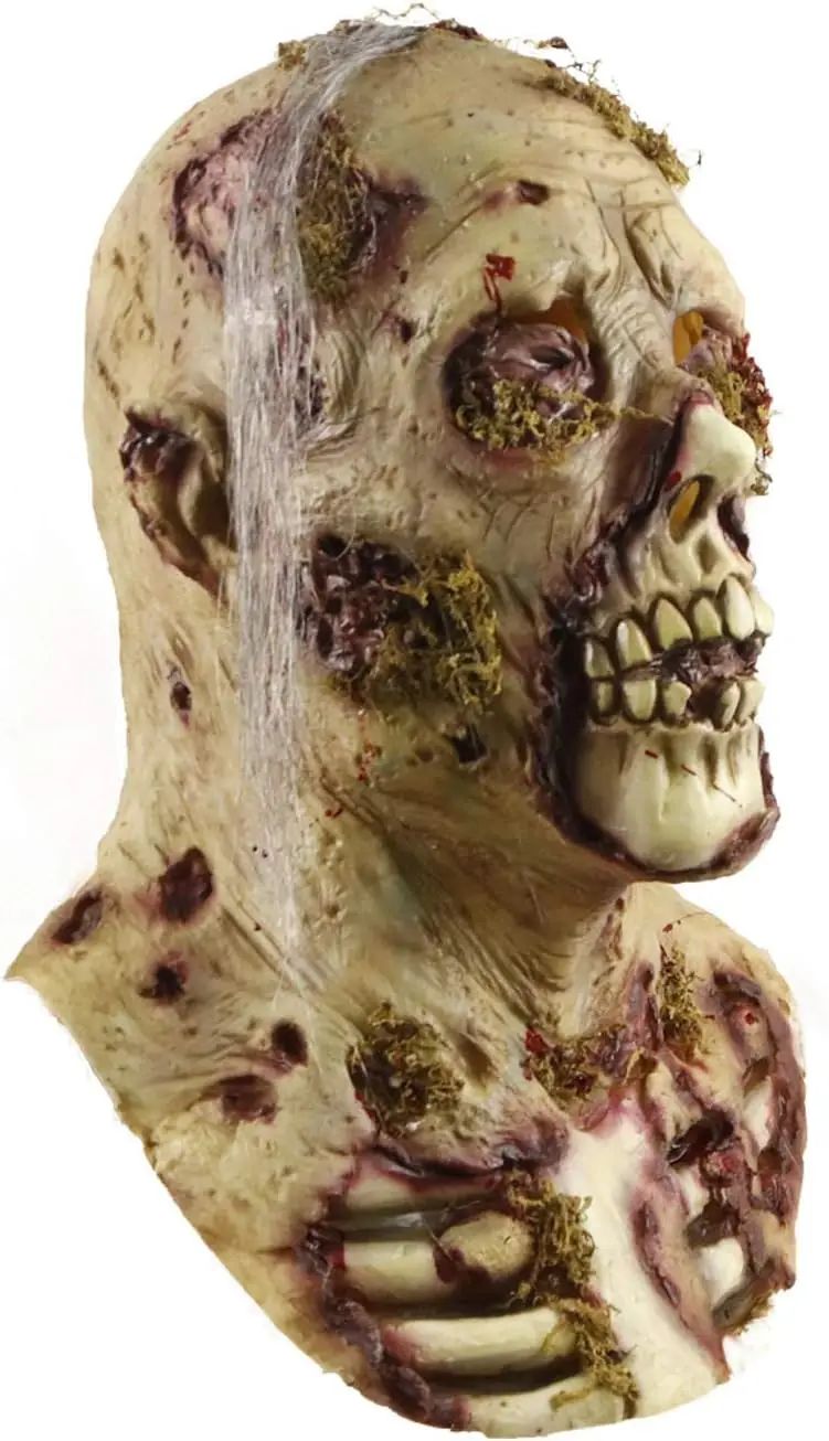 MAKEATREE Scary Walking Dead Zombie Head Mask Latex Creepy Halloween Costume Horror Adult Halloween Decoration Props
