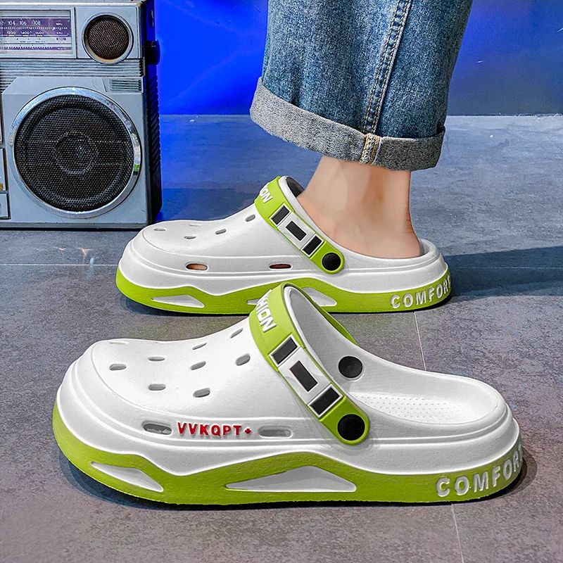 New fashion sandals Men's EVA casual comfortable hole garden shoes outdoor men's beach sandals indoor home unisex slippers