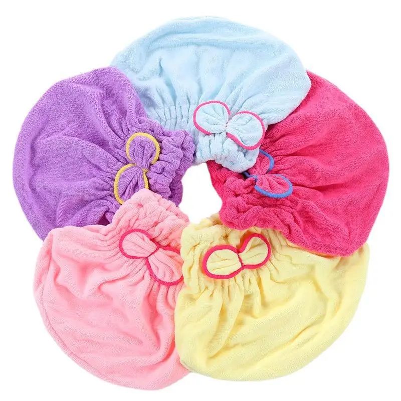 Microfibre Quick Hair Drying Bath Spa Bowknot Wrap Towel Hat Cap For Bath Bathroom Accessories Shower Cap for Women Hair Cap