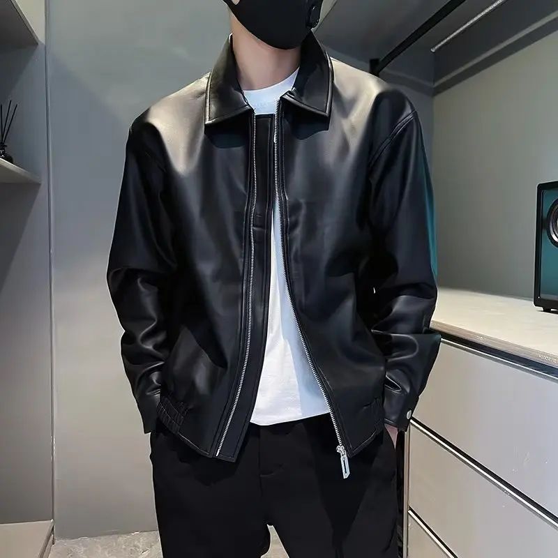Men's PU Leather Jacket Motorcycle Style Stand Collar Spring Autumn Casual Workwear Fashionable Trendy New Hot Sale Of The Seaso