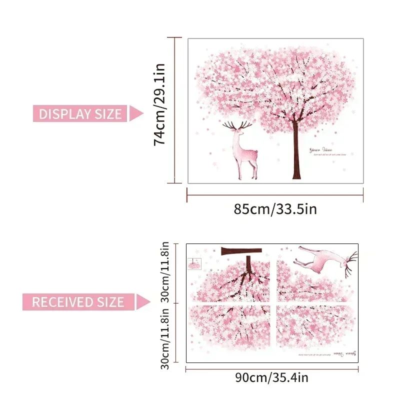 Ink Wall Stickers Wash Peach Blossom For Living Room Bedroom Home Flower Background Wall Decor Self-adhesive Sticker Wallpaper