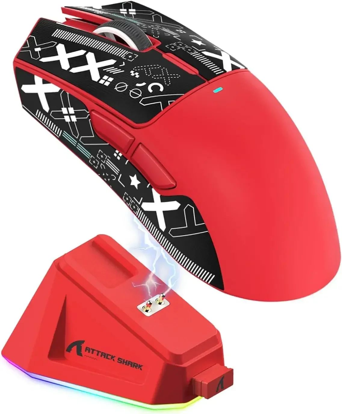 Mouse Gamer Sem Fio ATTACK SHARK X11 Base de Carregamento Sensor Gamer PixArt PAW3311 BT/2.4G Sem Fio/Com Fio Presente Adesivo Antiderrapante
