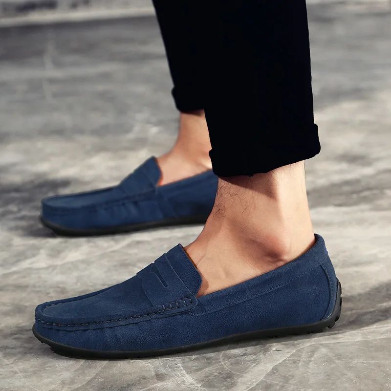 High Quality Leather Men Loafers  Slip on Mens Casual Shoes Fashion Flats Male Driving Shoes Moccasins Ten Colors Size 38-47