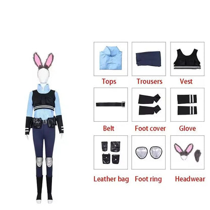 New Animal Judy Hopps Halloween Cosplay Costume For City Rabbit Police Officer Zoo Costume Fancy Dress Up Gifts Adult Children