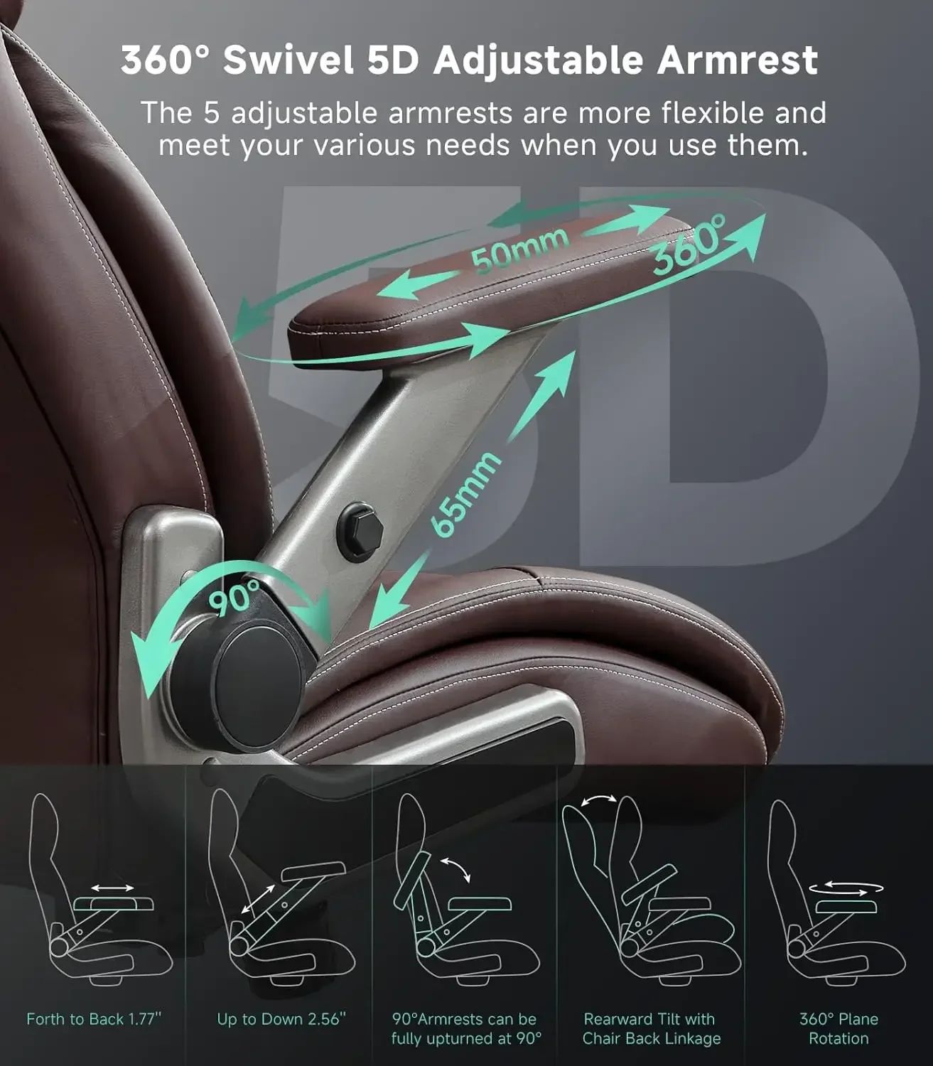 [Best Seller, Buy Now!]Big and Tall Office Chair, Executive , Adjustable Lumbar Support 3'' Double Space Wheel, Managerial Home