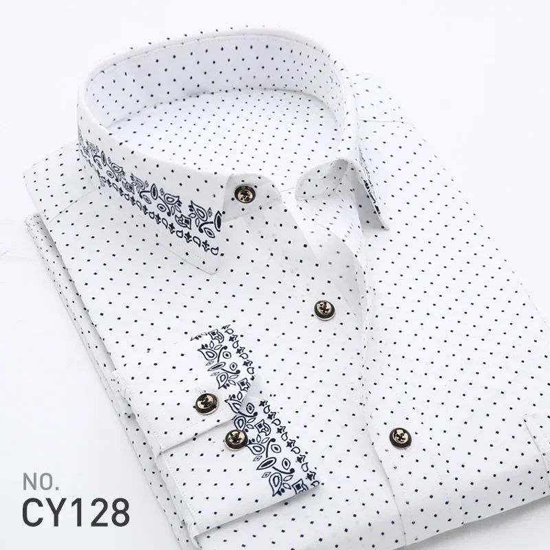 Quality Plaid Casual Men's Shirt Slim Fit Formal & Business Party Man Spring Long Sleeve New Men Floral for Mens Dress Shirt