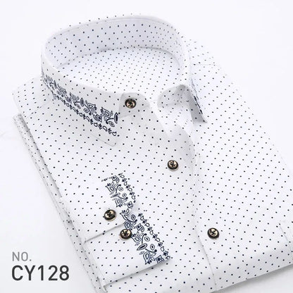 Quality Plaid Casual Men's Shirt Slim Fit Formal & Business Party Man Spring Long Sleeve New Men Floral for Mens Dress Shirt